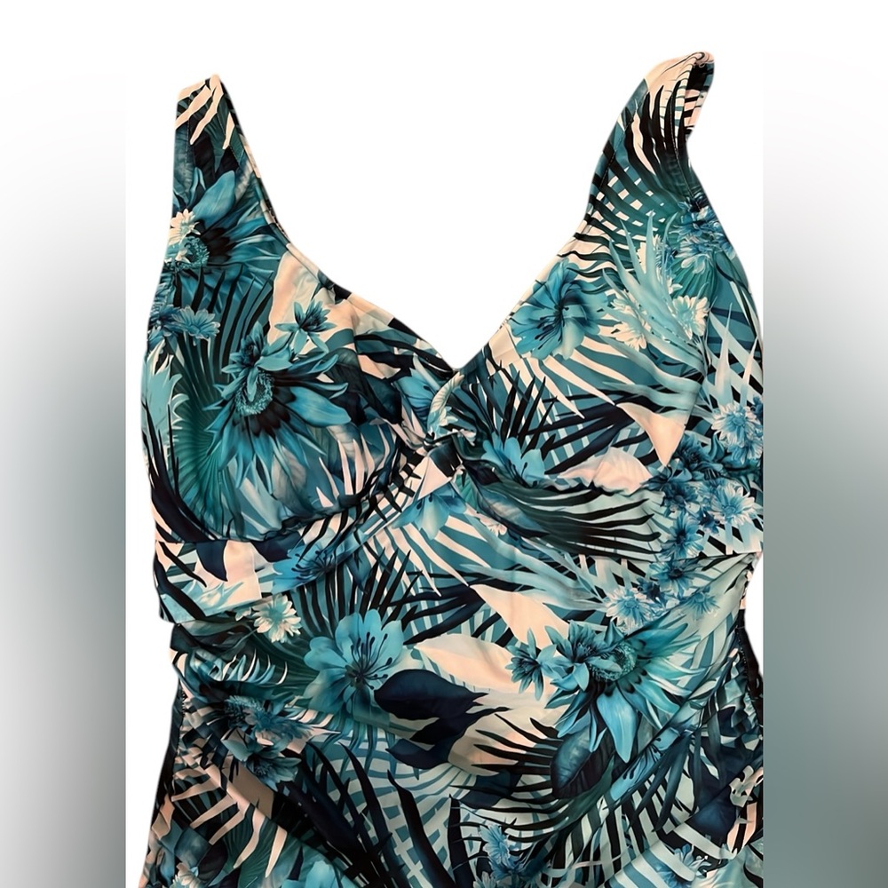 Maxine of Hollywood Blue One Piece Swimsuit Minimizer Size 18W New NWT Minimuze - Picture 4 of 8
